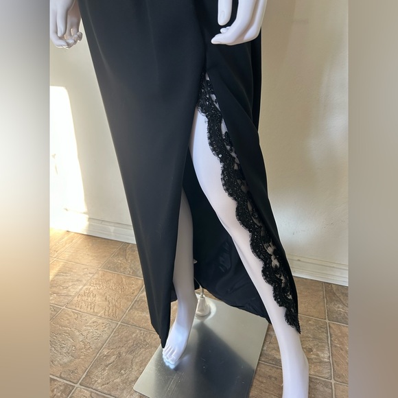 Mignon Black Lace Maxi Long Sleeve Evening Dress Size 6 - Picture 4 of 10